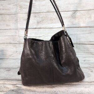 Coach Brown Pebbled Leather Double-Zip Shoulder Bag Madison Bag Women’s One Size